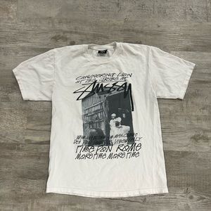 Mens Stussy Graphic Short Sleeve White Tee Size Medium Worn
